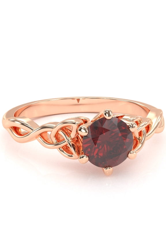 Celtic Trinity Knot Lab-Created Ruby Engagement Ring In 14k Rose Gold