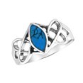 thumbnail image 1 of Celtic Trinity Knot Marquise Blue Turquoise Sterling Silver Ring for Female Anniversary Size -7, 1 of 5