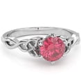 thumbnail image 1 of Celtic Trinity Knot Pink Tourmaline Engagement Ring In 14k White Gold, 1 of 6