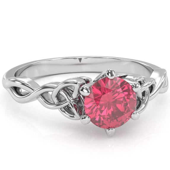 Celtic Trinity Knot Pink Tourmaline Engagement Ring In 14k White Gold