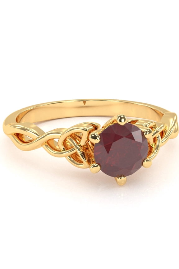 Celtic Trinity Knot Ruby Engagement Ring In 14k Yellow Gold