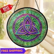 Celtic Trinity Knot Suncatcher, Glass-Effect Irish Symbol Window Hanging