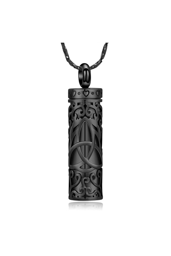 Celtic Trinity Urn Necklace for Ashes Cylinder Bar Cremation Jewelry Pendant Keepsake Urn Locket Burial Gift for Women Men