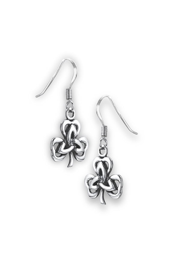 Celtic Triquetra Clover Interwoven Shamrock .925 Sterling Silver Oxidized Earrings Jewelry Female