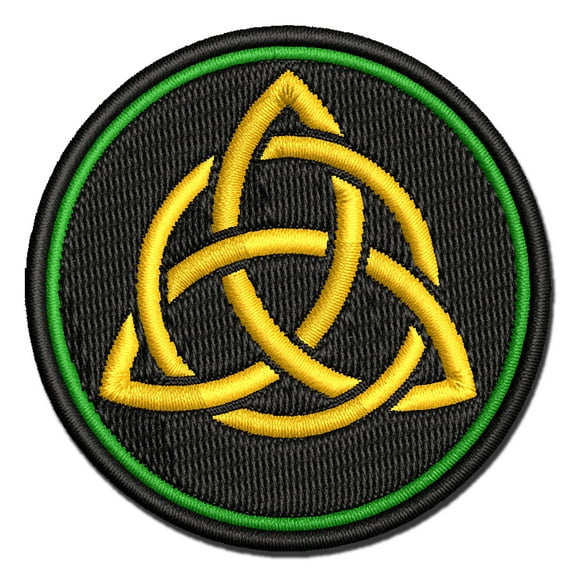 Celtic Triquetra Knot Silhouette Applique Multi-Color Embroidered Hook & Loop Patch - 3 Inch Medium