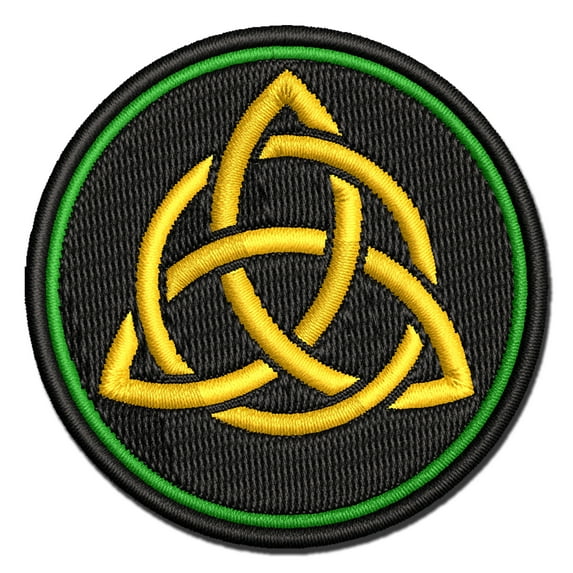 Celtic Triquetra Knot Silhouette Applique Multi-Color Embroidered Hook & Loop Patch - 3 Inch Medium