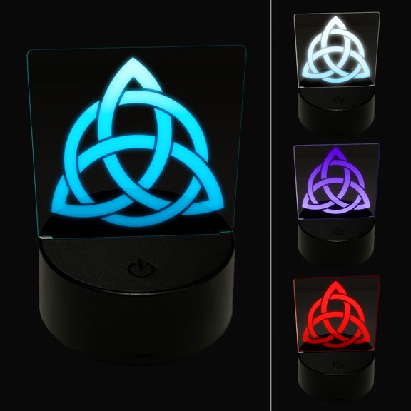 Celtic Triquetra Knot Silhouette LED Night Light Sign 3D Illusion Desk Nightstand Lamp