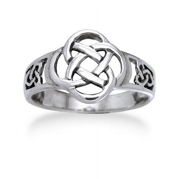 Celtic Triquetra Trinity and Flower Knot Eternity Sterling Silver Ring