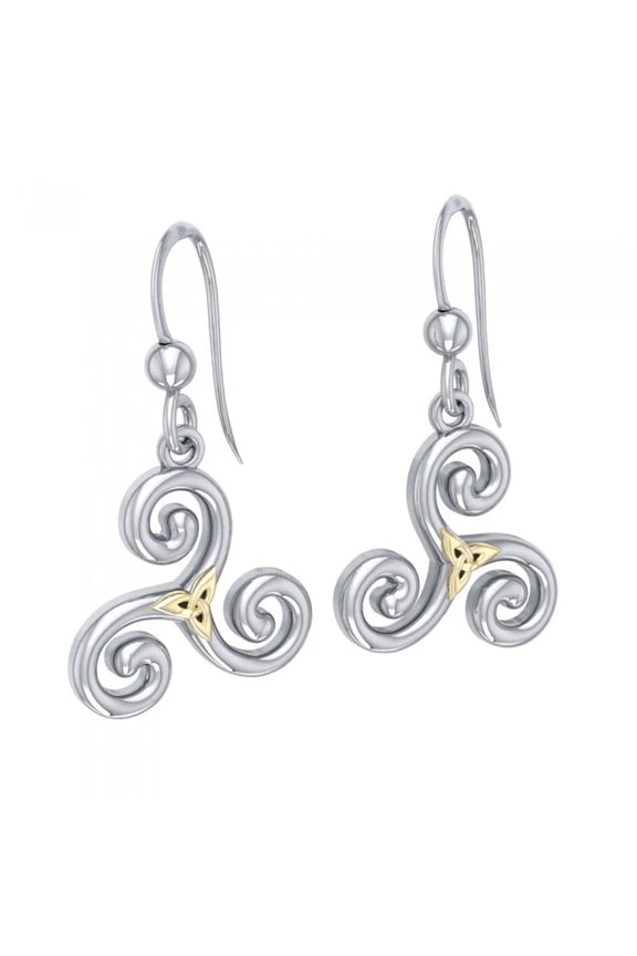 Celtic Triskele 925 Sterling Silver Earrings Heritage Fine Jewelry Gold Accent