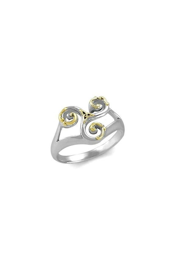 Celtic Triskele 925 Sterling Silver Ring Fine Ancestry Jewelry Gold Accent