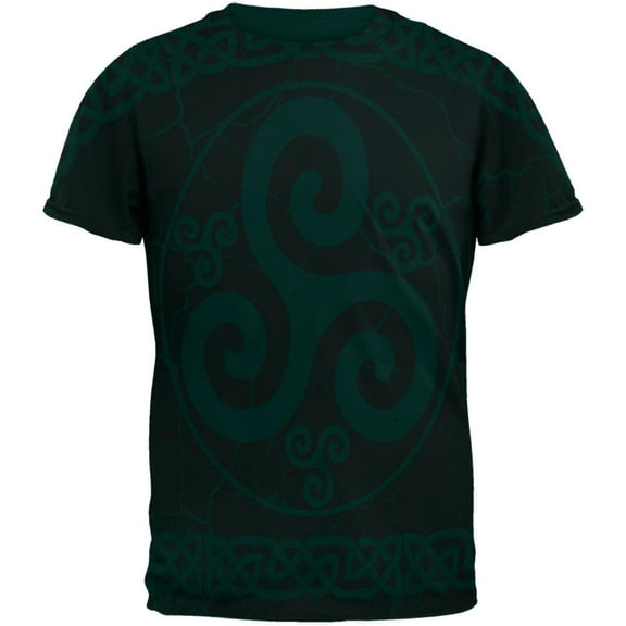 Celtic Triskelion Triskele Distressed Mens T Shirt Forest Green LG