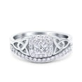 thumbnail image 1 of Celtic Two Piece Women Engagement Ring Band Round Simulated Cubic Zirconia 925 Sterling Silver, 1 of 7