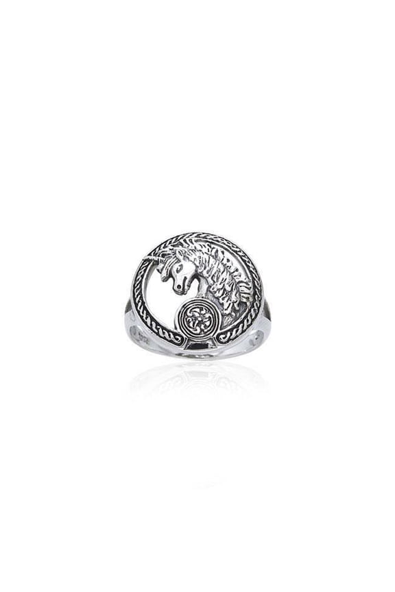 Celtic Unicorn 925 Sterling Silver Ring Fine Mythical Creative Horse Jewelry