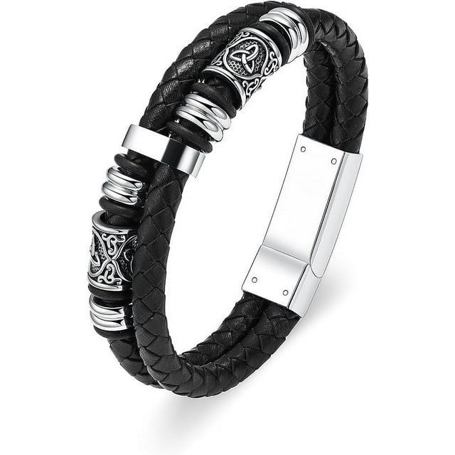 Celtic Urn Cremation Bracelet for Ashes for Men Braided Leather