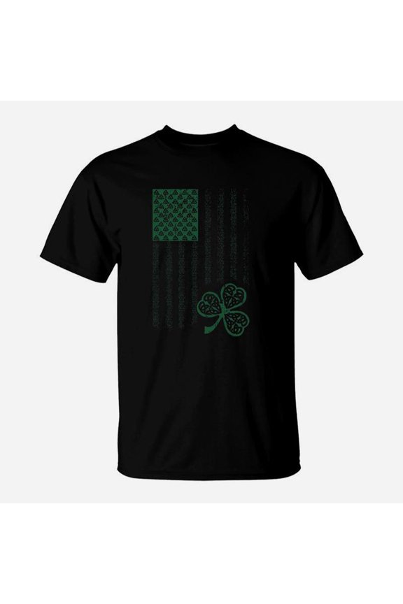 Celtic Usa Flag Clover Graphic Cool Saint Patricks Day TShirt