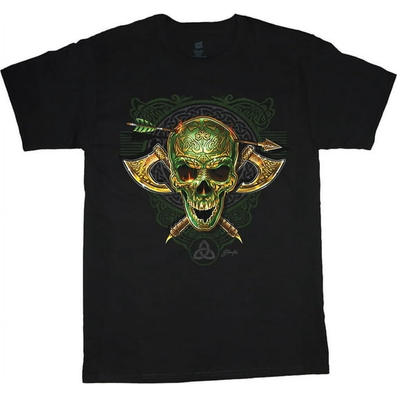 Celtic Viking Irish Skull T-shirt Mens Graphic Tees Short Sleeve Tee Shirt