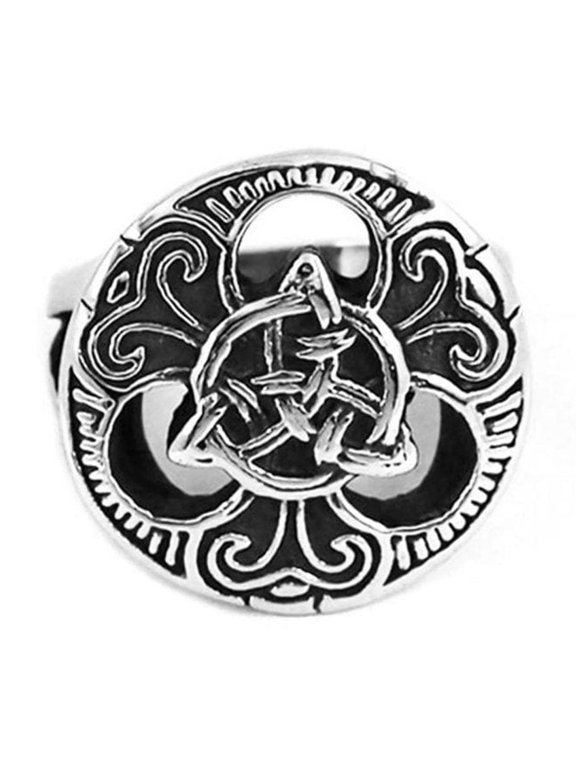 Celtic Warrior Shield Ring Mens Womens Silver Stainless Steel Ainle Laoch Band Fantasy Forge Jewelry