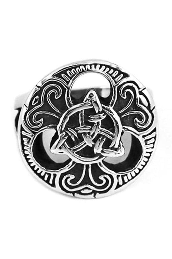 Celtic Warrior Shield Ring Mens Womens Silver Stainless Steel Ainle Laoch Band Fantasy Forge Jewelry