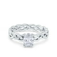 thumbnail image 1 of Celtic Weave Braided Oval Wedding Engagement Ring Size-5 CZ 925, Sterling Silver, 1 of 7