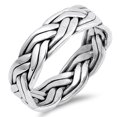 thumbnail image 1 of Celtic Weave Rope Knot Wedding Ring ( Sizes 7 8 9 10 11 12 13 ) New .925 Sterling Silver Band Rings (Size 12), 1 of 4