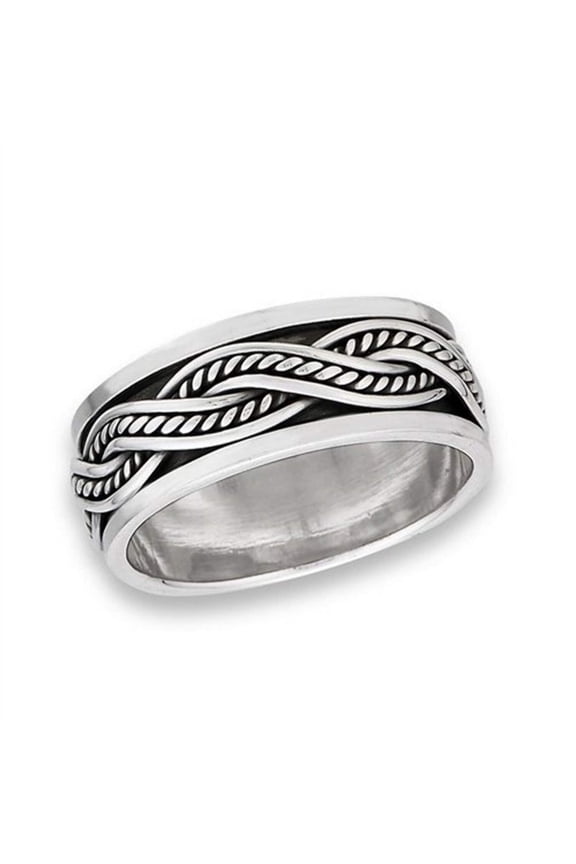 Celtic Weave Spinner Ring Unisex 925 Sterling Silver Anti Anxiety Band Fantasy Forge Jewelry