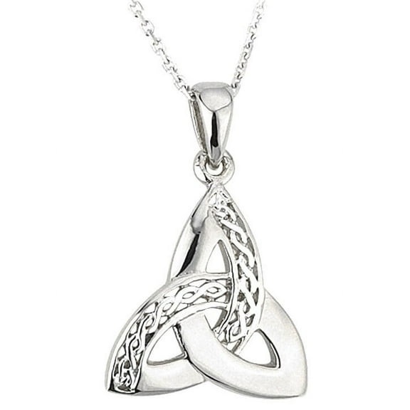 Solvar Celtic Weave & Trinity Knot Necklace Silver Irish Made