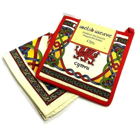 Welsh Tea Towel Pot Holder Set- Welsh Weave