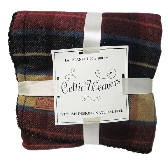 Samuel Lamont, Throw Blanket Irish Tweed Red Celtic Weavers Woven Cotton