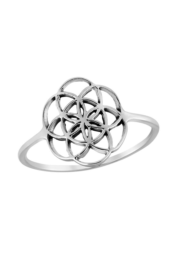 Celtic Wheel Interlocking Circles Sterling Silver Band Ring-7