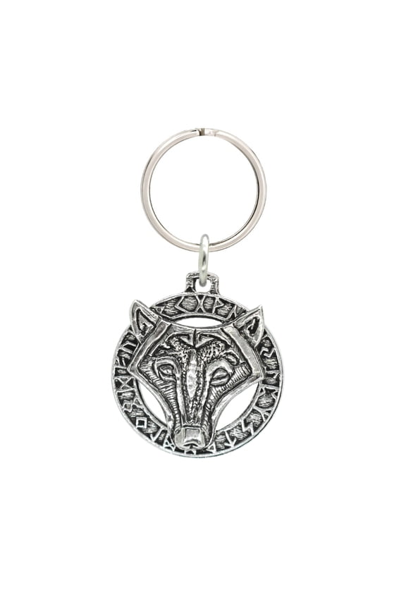 Celtic Wolf In Runes Keychain, G027KC, 1 1/2 inch, Pewter, Key Fob, Key Ring, Keys, Zipper Pull, Luggage Tag, Backpack, Over 300 Keychain Designs, Handmade in the USA, 100% American Made