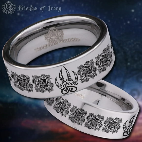 Celtic Wolf Paw Tungsten Carbide Ring