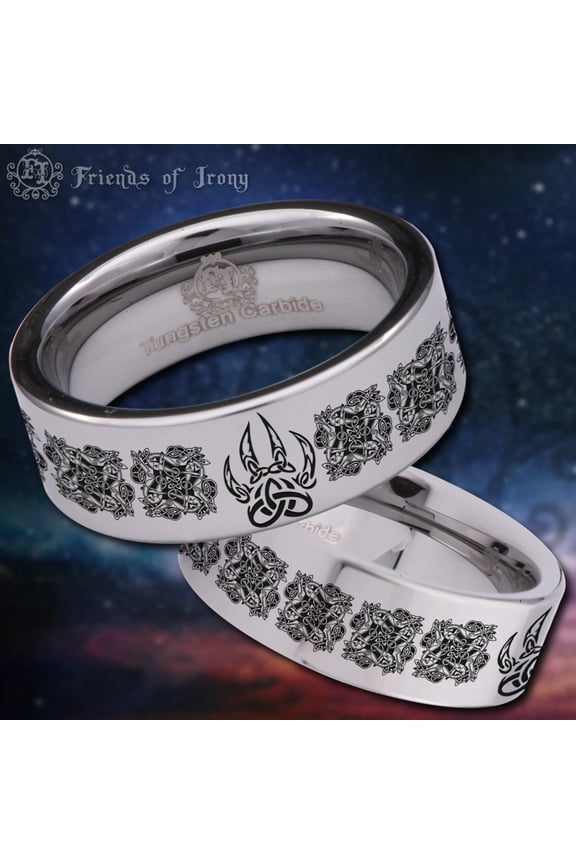 Celtic Wolf Paw Tungsten Carbide Ring