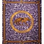 Celtic Wolf Tapestry Cotton Bedspread 108" x 88" Full-Queen Purple
