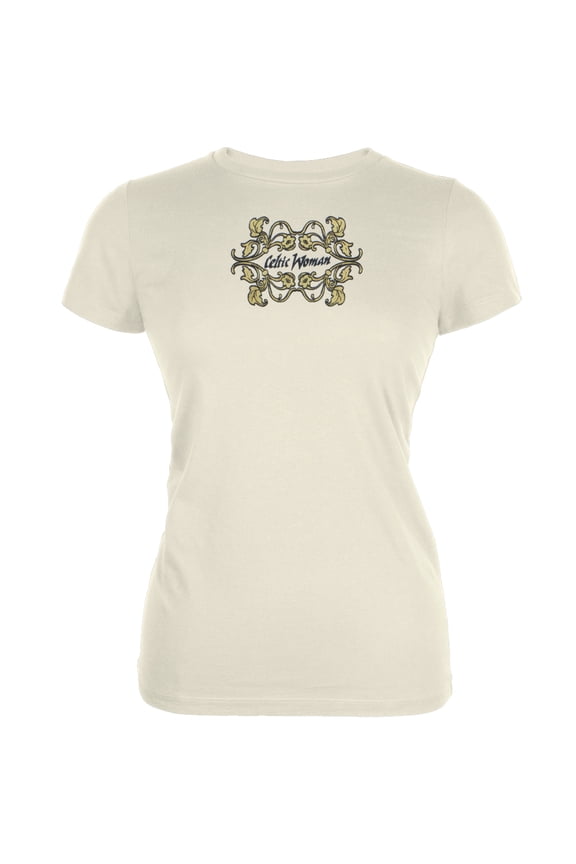 Women's Juniors Foil Scroll Logo Short Sleeve T Shirt