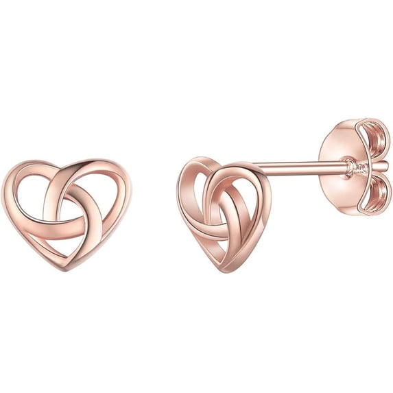 Celtic Women's Earrings Hypoallergenic Sterling Silver Studs, Women's Heart/Triangle/Cross/Bow Earrings Irish Jewelry Silver/Gold Plated/Rose Gold