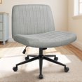 thumbnail image 1 of Celtoss Criss Cross Home Office Chair, Armless Swivel Task Computer Chair No Wheels, in Fabric, Vanity Style, Gray, 1 of 7