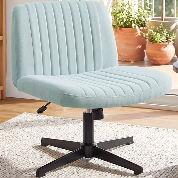 CELTOSS Criss Cross Home Office Chair, Armless Swivel Task Chair for Computer Desk, in Fabric, Vanity Style, Mint