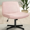 thumbnail image 1 of Celtoss Criss Cross Home Office Chair, Armless Swivel Task Computer Chair, in Fabric, Vanity Style, Pink, 1 of 10