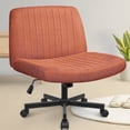 thumbnail image 1 of Celtoss Criss Cross Home Office Chair, Armless Swivel Task Computer Chair with Wheels, in Fabric, Vanity Style, Brown, 1 of 7