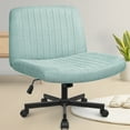 thumbnail image 1 of Celtoss Criss Cross Home Office Chair, Armless Swivel Task Computer Chair with Wheels, in Fabric, Vanity Style, Mint, 1 of 7