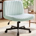 thumbnail image 1 of CELTOSS Criss Cross Legged Home Office Chair, Fabric Armless Swivel Task Computer Chair with Wheels, Wide Seat, Vanity Chair, Comfy Chair, Mint, 1 of 15
