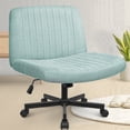 thumbnail image 1 of CELTOSS Criss Cross Legged Home Office Chair, Fabric Armless Swivel Task Computer Chair with Wheels, Wide Seat, Vanity Chair, Comfy Chair, Mint, 1 of 8