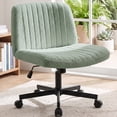 thumbnail image 1 of CELTOSS Criss Cross Home Office Chair, Teddy Fabric Armless Swivel Task Computer Chair with Wheels, Green, 1 of 14
