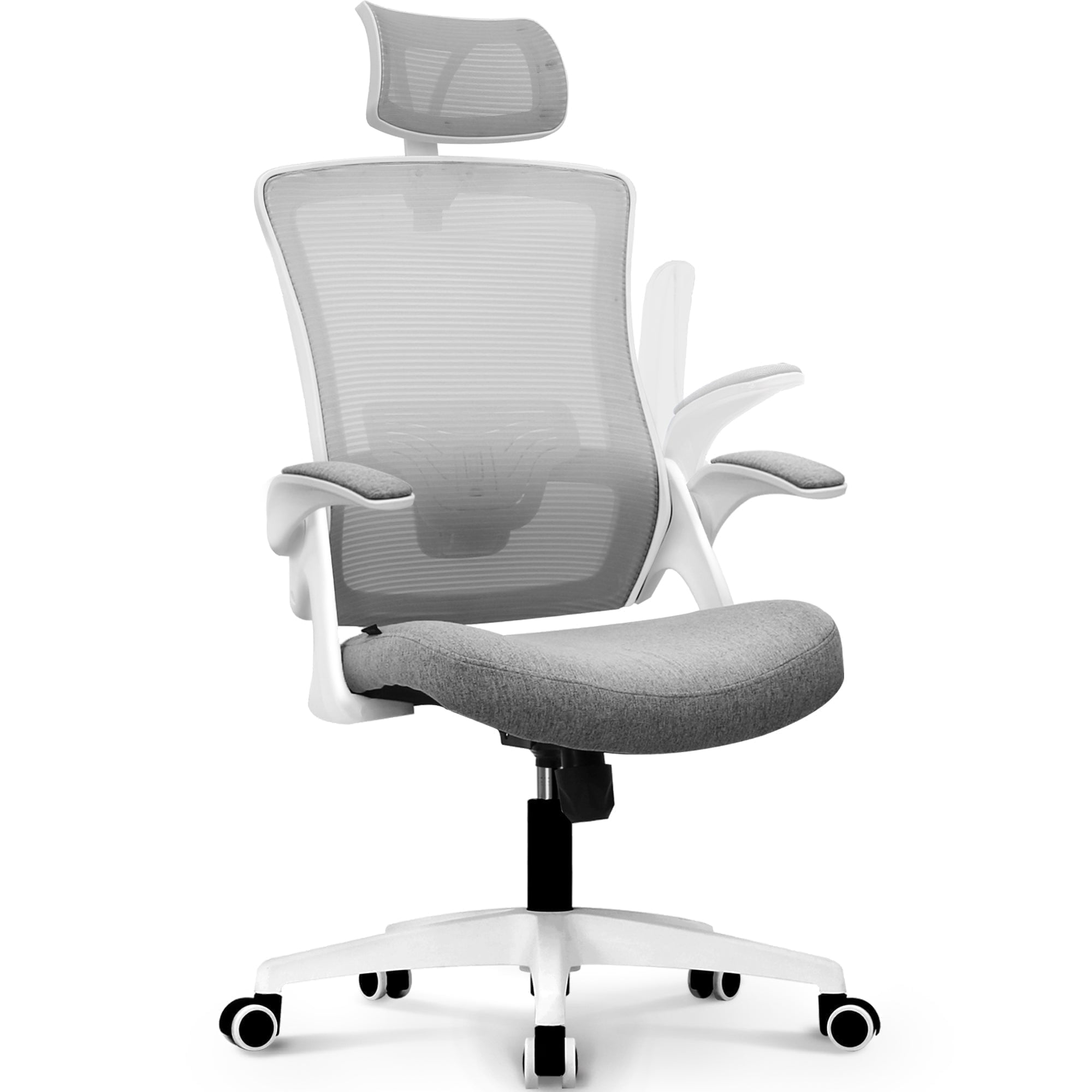 CELTOSS Ergonomic Office Chair, High Back Flip-Up Armrests Design, Adjustable Mesh Headrest and Lumbar Support, Gray