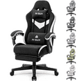 thumbnail image 1 of CELTOSS Black Fabric Gaming Chair with Footrest, Comfortable Computer Office Chair with Lumbar Cushion, High Back Gamer Game Chair for Adult, Reclining Video Desk Chair, 1 of 11