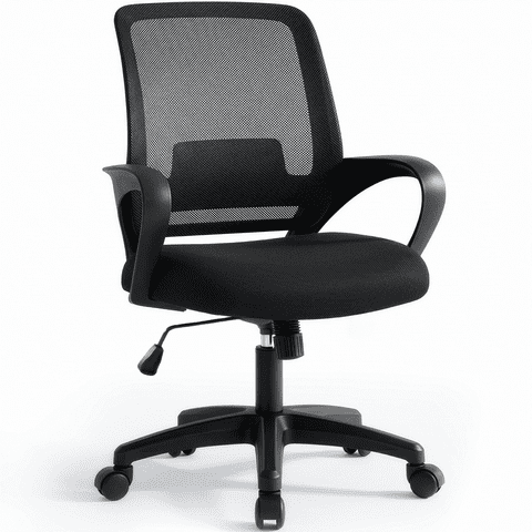 CELTOSS Ergonomic Home Office Chair, Mid Back Lumbar Support Desk Chair, Adjustable Height with Armrests for Adults, Black