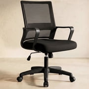 CELTOSS Office Chair, Wide Seat with Ergonomic Lumbar Support, Adjustable Height, Home Office Computer Desk Chair, Black
