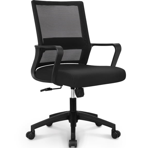 CELTOSS Office Chair, Wide Seat with Ergonomic Lumbar Support, Adjustable Height, Home Office Computer Desk Chair, Black