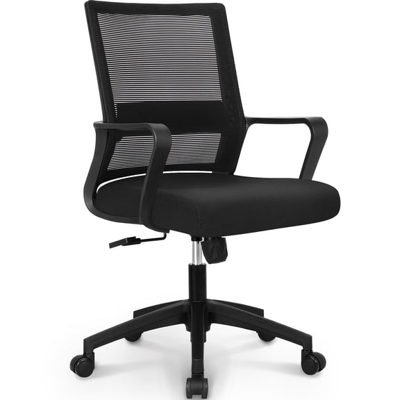 CELTOSS Office Chair, Wide Seat with Ergonomic Lumbar Support, Adjustable Height, Home Office Computer Desk Chair, Black