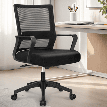 CELTOSS Office Chair, Wide Seat with Ergonomic Lumbar Support, Adjustable Height, Home Office Computer Desk Chair, Black